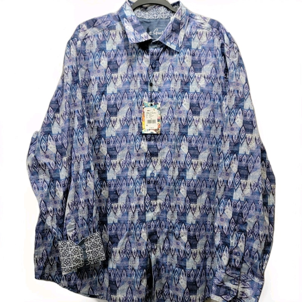 NWT $198 Robert Graham OAKLEY Geometric L/S Shirt Mens 3XL Flip Cuff Resort Wear - Picture 6 of 10